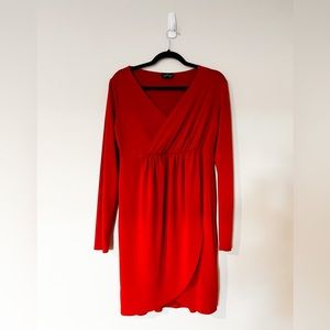 TOPSHOP Wrap Long Sleeve Maternity Dress Red US 8